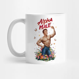 Alpha Male Funny Flowers Butterflies Gift Fathers Day Gay Man LGBT Pride Mug